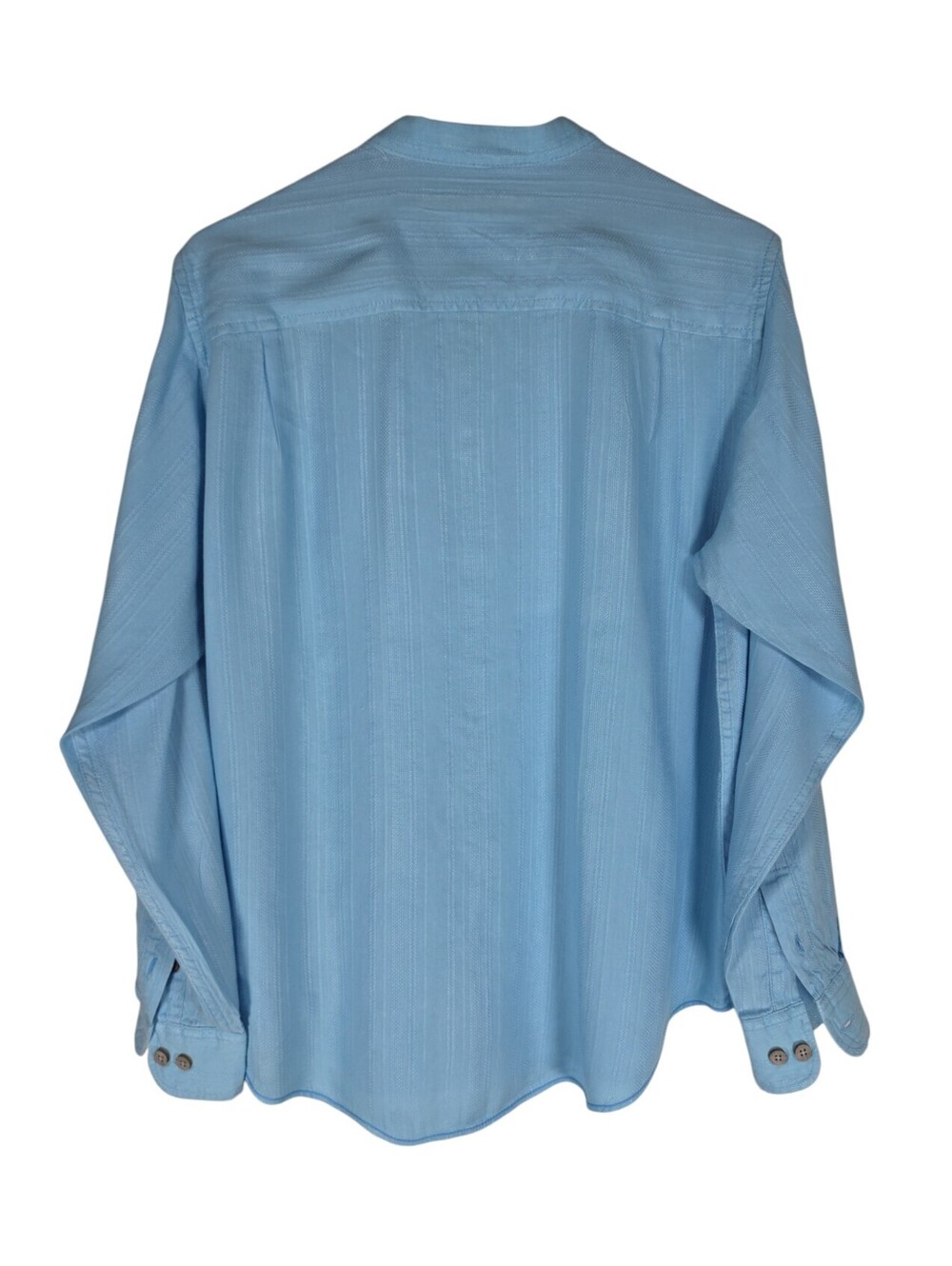 Caribbean Joe Resort Blue Linen Rayon Striped Mandarin Collar Shirt Men's Medium - Picture 6 of 13